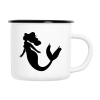 Emaille Tasse Meerjungfrau Silhouette in Wei&szlig;,...