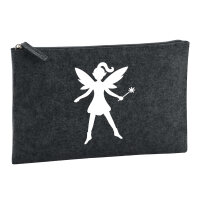 Kulturbeutel Fee Fairy 1 Liter Filz Charcoal Kosmetiktasche