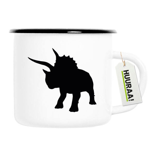 Emaille Tasse Triceratops Dinosaurier 300ml Vintage Emaille Becher