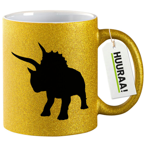 Glitzertasse Triceratops Dinosaurier 330ml