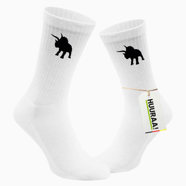Socken Triceratops Dinosaurier Größe 37/46 White Motiv Tennissocken