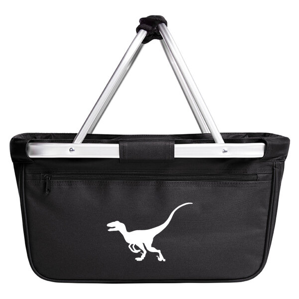 Einkaufskorb faltbar Velociraptor Dinosaurier 20 Liter Tragekorb Black