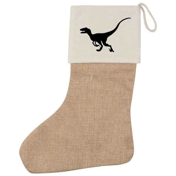 Weihnachtsstrumpf Velociraptor Dinosaurier Beige