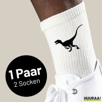 Socken Velociraptor Dinosaurier Größe 37/46 White Motiv Tennissocken