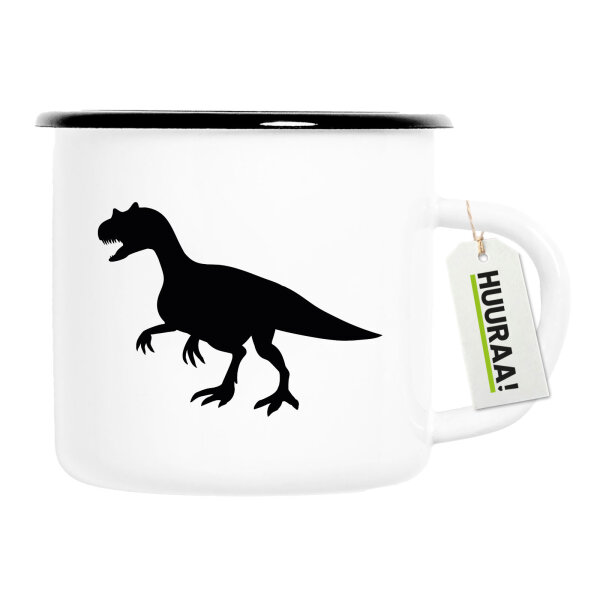 Emaille Tasse Allosaurus Dinosaurier 300ml Vintage Emaille Becher