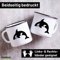 Emaille Tasse Orka Killerwal 300ml Vintage Emaille Becher