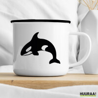 Emaille Tasse Orka Killerwal 300ml Vintage Emaille Becher