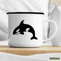 Emaille Tasse Orka Killerwal 300ml Vintage Emaille Becher