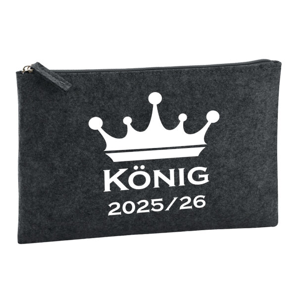 Kulturbeutel König 2025/26 Schützenkönig 1 Liter Filz Charcoal Kosmetiktasche