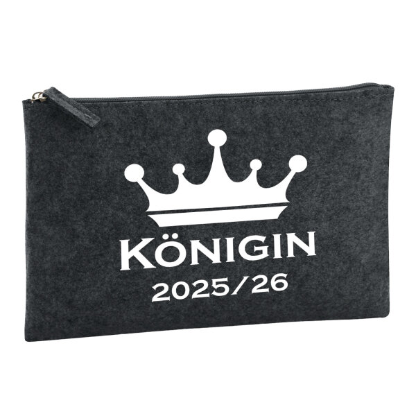 Kulturbeutel Königin 2025/26 Schützenkönigin 1 Liter Filz Charcoal Kosmetiktasche