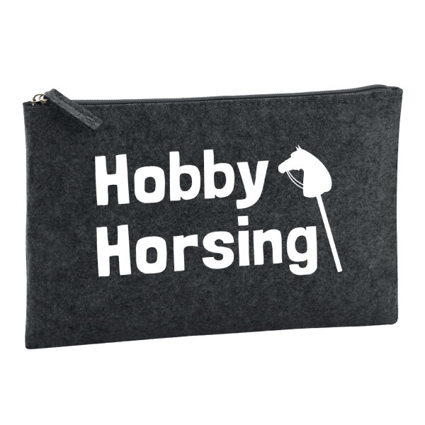 Kulturbeutel Hobby Horsing Steckenpferd 1 Liter Filz Charcoal Kosmetiktasche