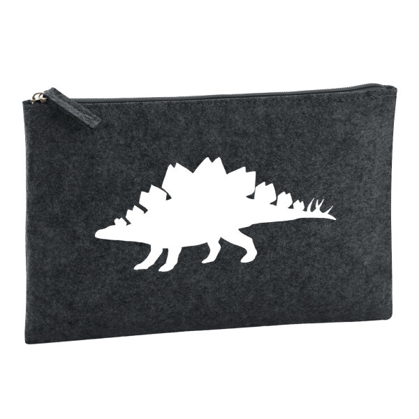Kulturbeutel Stegosaurus Dinosaurier 1 Liter Filz Charcoal Kosmetiktasche