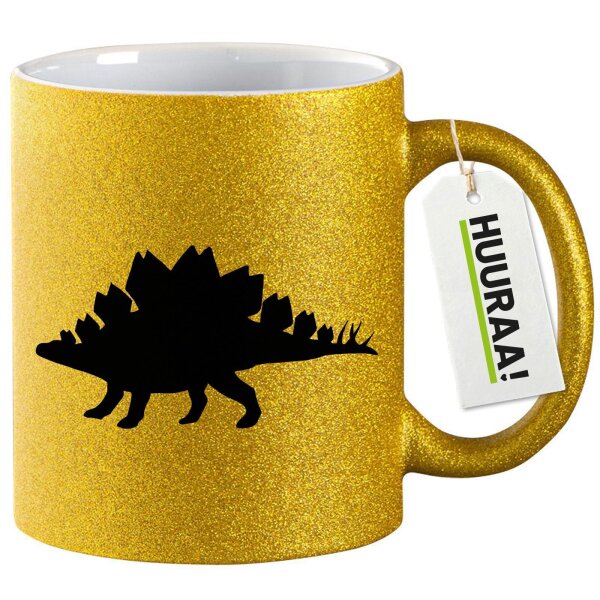 Glitzertasse Stegosaurus Dinosaurier 330ml