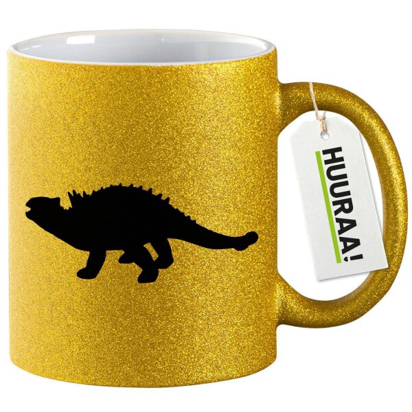 Glitzertasse Ankylosaurus Dinosaurier 330ml