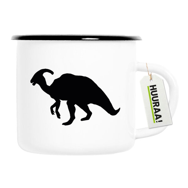 Emaille Tasse Parasaurolophus Dinosaurier 300ml Vintage Emaille Becher