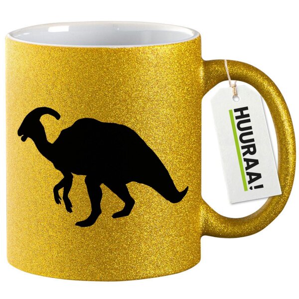 Glitzertasse Parasaurolophus Dinosaurier 330ml