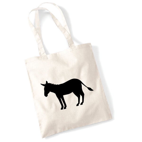 Jutebeutel Esel Silhouette 10 Liter