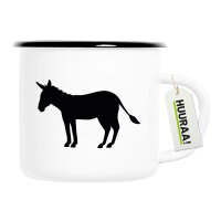 Emaille Tasse Esel Silhouette 300ml Vintage Emaille Becher