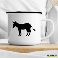Emaille Tasse Esel Silhouette 300ml Vintage Emaille Becher