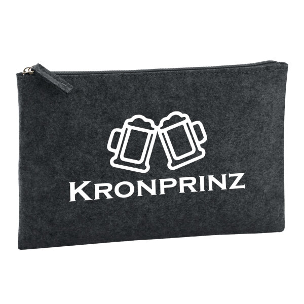 Kulturbeutel Kronprinz Schützenfest 1 Liter Filz Charcoal Kosmetiktasche