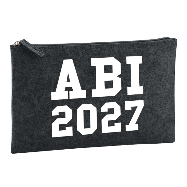 Kulturbeutel ABI 2027 Abitur 1 Liter Filz Charcoal Kosmetiktasche