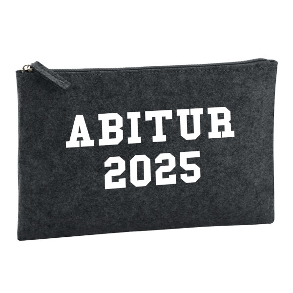 Kulturbeutel Abitur 2025 ABI 1 Liter Filz Charcoal Kosmetiktasche