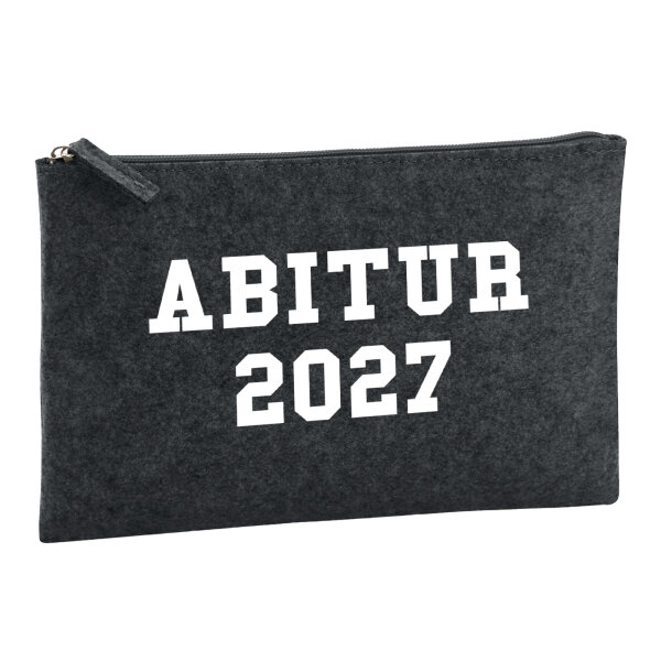 Kulturbeutel Abitur 2027 ABI 1 Liter Filz Charcoal Kosmetiktasche
