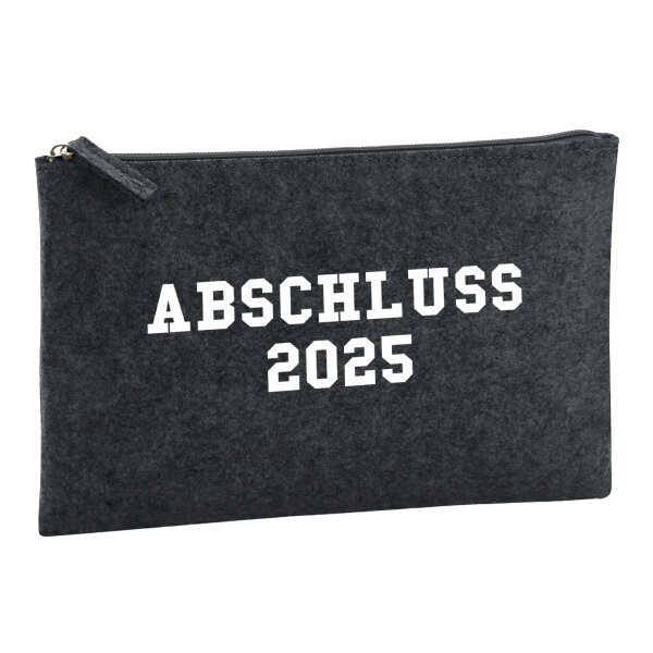 Kulturbeutel Abschluss 2025 Schulabschluss 1 Liter Filz Charcoal Kosmetiktasche