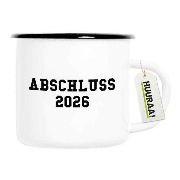 Emaille Tasse Abschluss 2026 Schulabschluss 300ml Vintage Emaille Becher