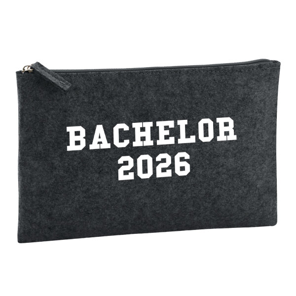 Kulturbeutel Bachelor 2026 Abschluss 1 Liter Filz Charcoal Kosmetiktasche