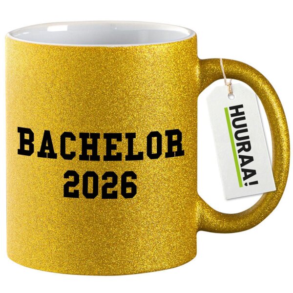 Glitzertasse Bachelor 2026 Abschluss 330ml