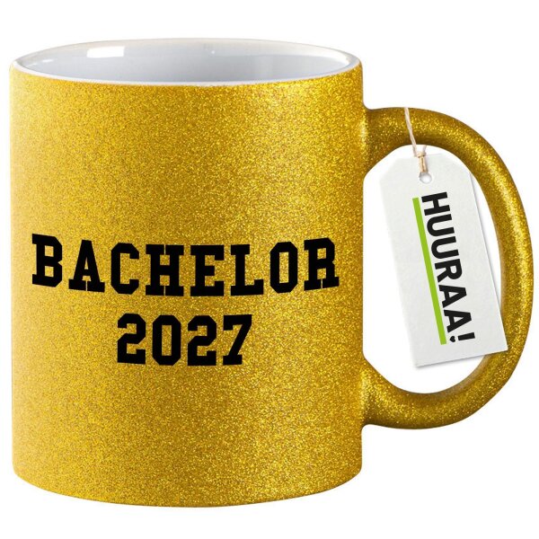 Glitzertasse Bachelor 2027 Abschluss 330ml