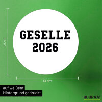 Aufkleber Geselle 2026 Ausbildung 10cm Sticker