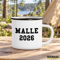 Emaille Tasse Malle 2026 Mallorca in Wei&szlig;, 300 ml