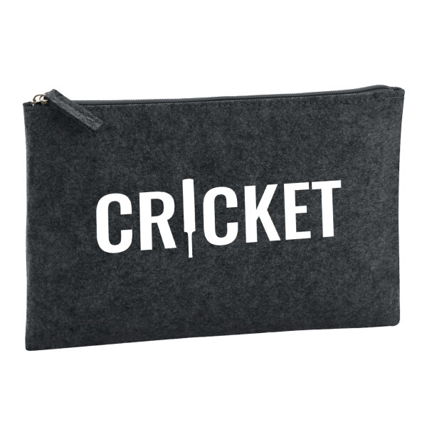 Kulturbeutel Cricket Schriftzug 1 Liter Filz Charcoal Kosmetiktasche