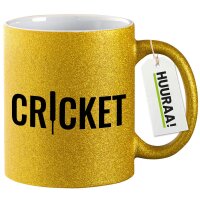 Glitzertasse Cricket Schriftzug 330ml