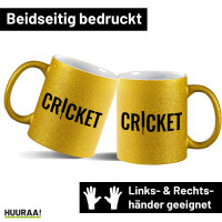 Glitzertasse Cricket Schriftzug 330ml