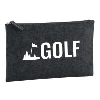 Kulturbeutel Golf Schriftzug 1 Liter Filz Charcoal...