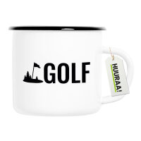 Emaille Tasse Golf Schriftzug 300ml Vintage Emaille Becher