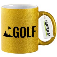 Glitzertasse Golf Schriftzug 330ml