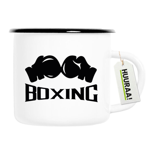 Emaille Tasse Boxing Boxhandschuhe 300ml Vintage Emaille Becher
