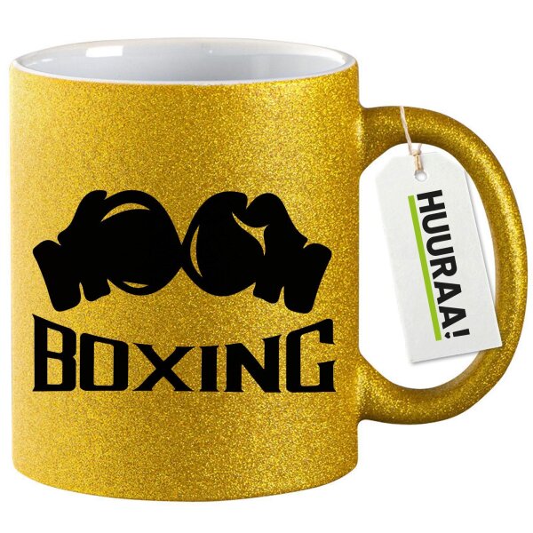 Glitzertasse Boxing Boxhandschuhe 330ml