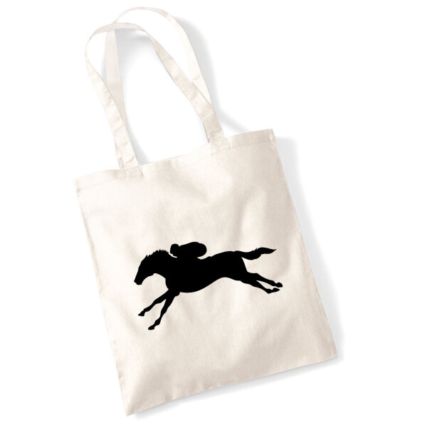 Jutebeutel Pferderennen Silhouette 10 Liter