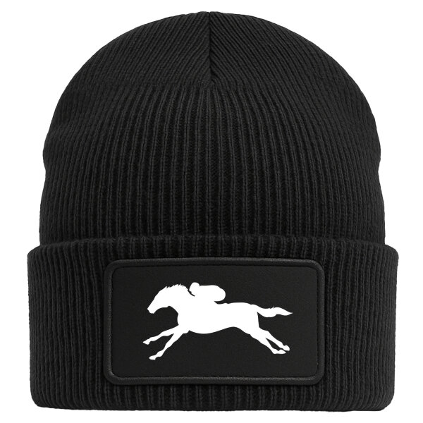 Beanie Pferderennen Silhouette Black Mütze