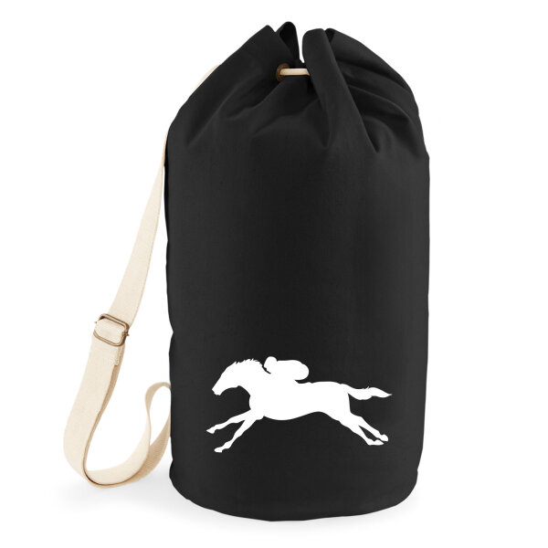 Seesack Pferderennen Silhouette 20 Liter Rucksack Black