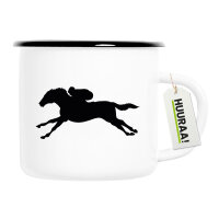 Emaille Tasse Pferderennen Silhouette 300ml Vintage...
