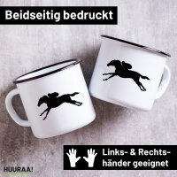 Emaille Tasse Pferderennen Silhouette 300ml Vintage...