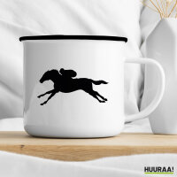 Emaille Tasse Pferderennen Silhouette 300ml Vintage Emaille Becher