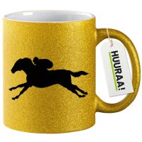 Glitzertasse Pferderennen Silhouette 330ml