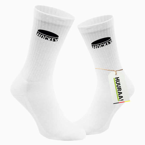 Socken Hockey Puck Größe 37/46 White Motiv Tennissocken
